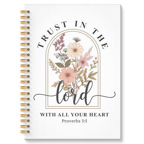 ROXMART Christian Floral Spiral Notebook, Proverbs 3:5 Bible Journal, Christian Gifts for Women, Trust in the Lord with Al...