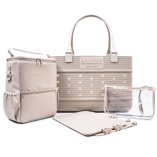 Organized Tote Beach Bag with Insulated Cooler, 2 Removable Dividers & Clear Pouch - Waterproof & Sandproof Shopping Bag f...