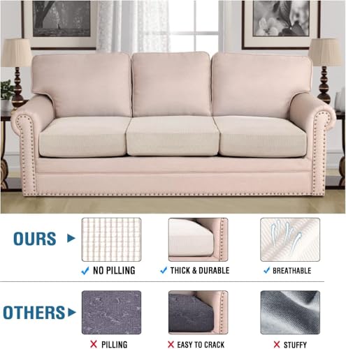 H.VERSAILTEX Super Stretch Individual Seat Cushion Cover Sofa Covers Couch Cushion Covers Slipcover Sets Thick Jacquard Te...