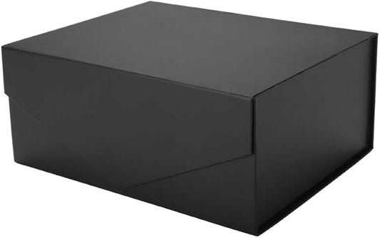 PACKHOME Gift Box 9x6.5x3.8 Inches, Rectangle Collapsible Box with Magnetic Lid for Gift Packaging (Matte Black, Grain Tex...