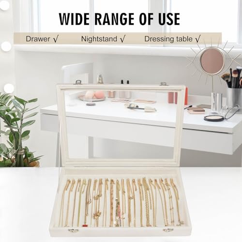 Siveit Necklace Organizer Box Premium 20 Hooks Velvet Necklace Display Jewelry Tray with Transparent Lid Jewelry Necklace ...