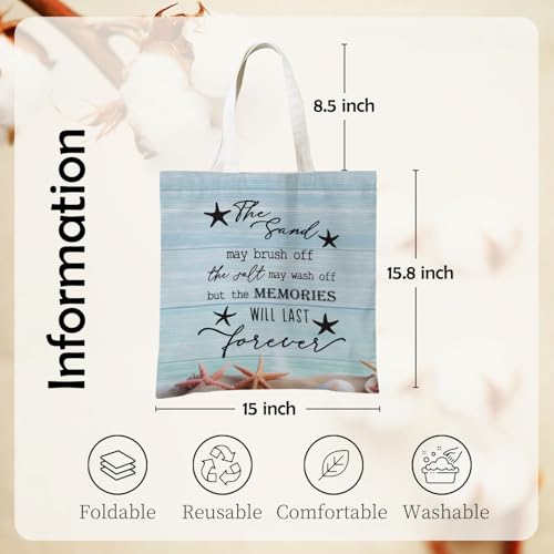 YRDBGHZDF Rustic Coastal Beach Tote Bag, Beach Lover Gifts Canvas Tote Bags for Women, Ocean Themed Gifts, the Sand May Br...