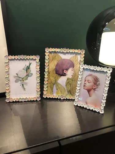 XinZhiRun Metal Picture Frame Silver Plated with White Flower Enamel Lovely Flowers Photo Frame 5 x 7 inch for Home Decor,...