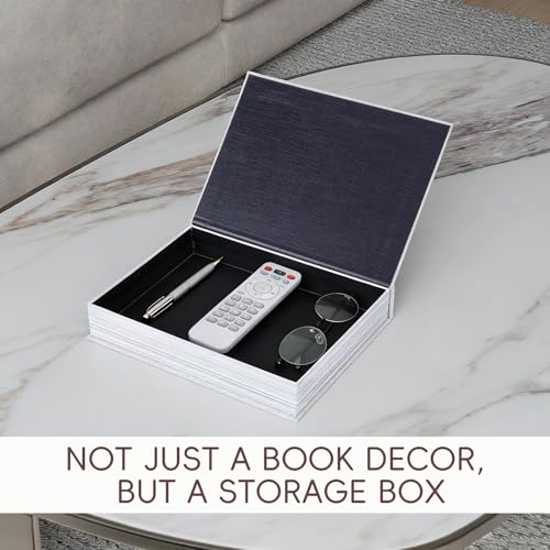 XKDOUS 3 Pack Linen Decorative Books for Home Decor Gold Foil Cover Modern Faux Decor Book Aesthetic Coffee Table Books Ho...