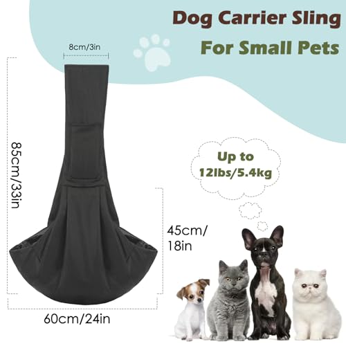 Pawaboo Small Dog Sling Carrier, Reversible Hands Free Dog Sling Carriers for Small Dogs and Cats, Puppy Slings Carrier wi...