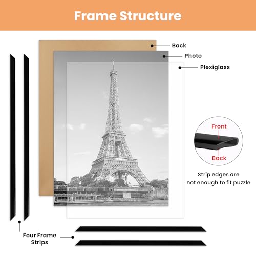 upsimples 12x16 Picture Frame Black 3 Pack, Scratch-Proof Poster Frames 12 x 16 for Photo Gallery - Slide-In Strips, Horiz...