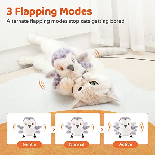 Potaroma Cat Toys Flapping Bird (No Flying), Lifelike Sandpiper Chirp Tweet, Rechargeable Touch Activated Kitten Toy Inter...