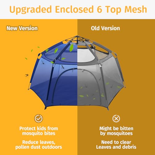 Alvantor® Baby Playpen Pop Up Play Yard 84"x84"x44”Large Kids Play Tent Indoor Outdoor Playhouse Mesh Play Pen, Mosquito N...