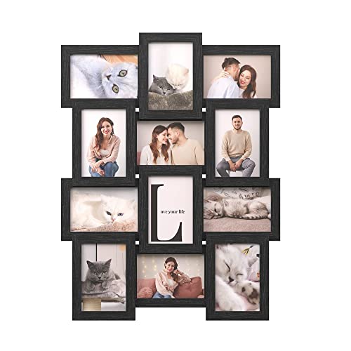 SONGMICS Collage Picture Frames, 4x6 for Wall Decor, Multi Family Photo for Gallery Decor, Hanging Display, Set of 12, Ink...