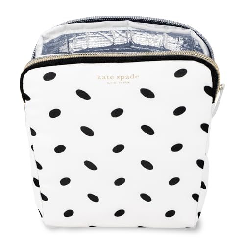 kate spade new york Insulated Snack Bag Keeper with Zipper, Reusable Thermal Sandwich Bag Holders for Lunch Bag (Almond Dot)