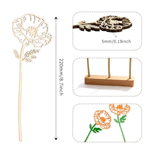 ajdvart Birth Flower with Base – Wooden Birth Month Flower Bouquet, Unique Wood Art Floral Decor for Mom, Wife, Grandma fo...