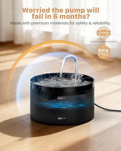 Cat Water Fountain: Dog Bowl Fountains - Automatic Pet Dispenser - Dogs Drinking Waterer Bowls Indoor - Auto Watering Dish...