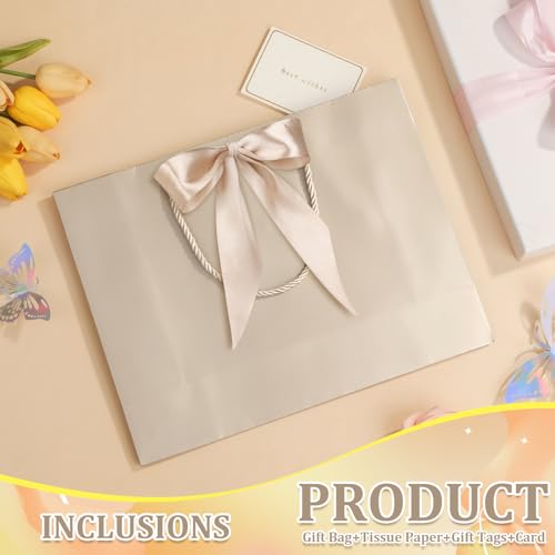 1PCS Large Gift Bag with Ribbon and 2 Tissue Paper 1 Greeting Card, Portable Paper Gift Bags with Handles, Paper Bags for ...