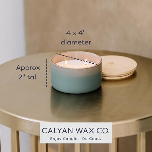 Calyan Wax Co. Evergreen & Eucalyptu 3 Wick Scented Candle - 30 Hour Burn - Luxury 3 Wick Soy Candles - Clean Soy Wax Cand...