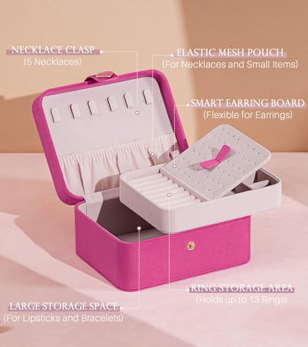 Homde Jewelry Box Small for Women: Ring Earring Organizer Storage for Dresser - Necklace Bracelets Holder with Multi Compa...