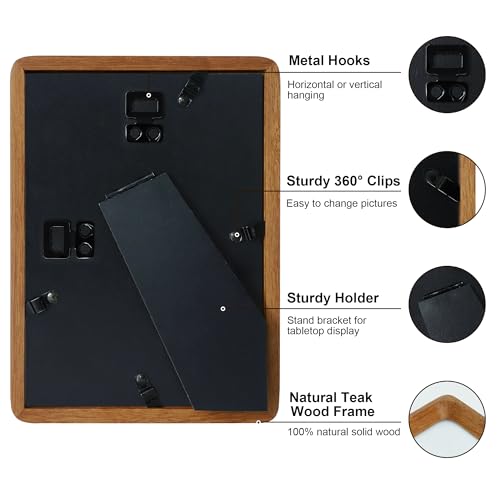 THKRLOF 5x7 Picture Frame Natural Teak Wood with Mat for 4x6, Original Natural Solid Wood 5 by 7 Photo Frames with Tempere...