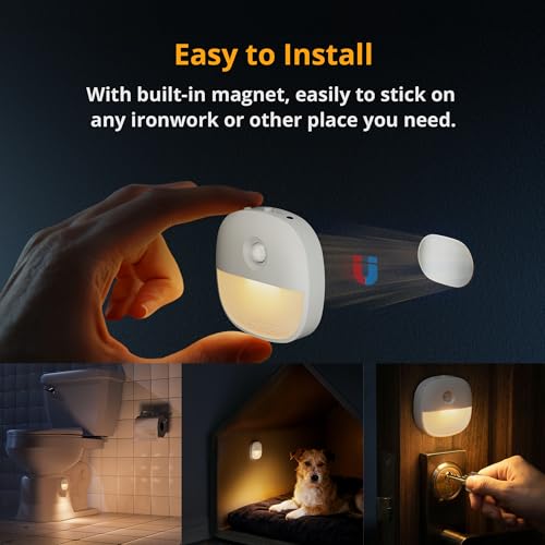 Lyridz Rechargeable Night Light, Motion Sensor Battery Nightlight, Mini Stick-on LED Closet Light, 1-20LM Dimmable Brightn...