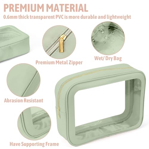 YOPCDJ 3PCS Clear Toiletry Bag,TSA Approved Travel Pouch with Zipper for Cosmetics and Toiletries，Diaper Bag Organizer Pou...