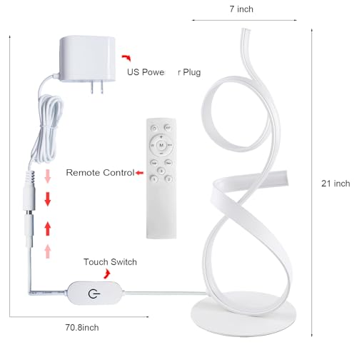 21.6 Inches Modern Knight Design Table Lamp with Remote Control, 3 Color Lighting Options, Dimmable Brightness Night Light...