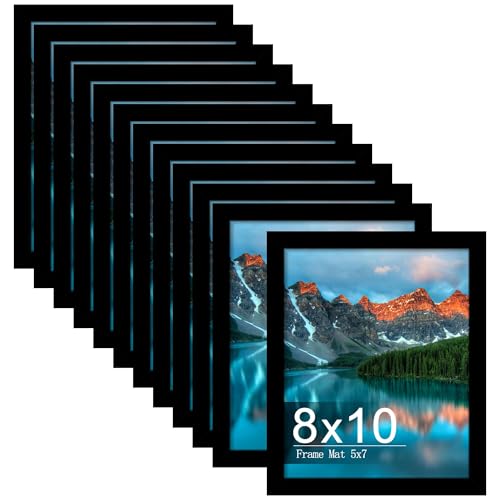 Picrit 8x10 Picture Frame Set of 12, Display 5x7 with Mat or 8x10 without Mat, Photo Frames for Wall Mounting or Table Top...