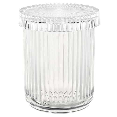 rejomiik Glass Qtip Holder Dispenser, Bathroom Canister Apothecary Jars with Lids, Vanity Makeup Accessories Storage Organ...