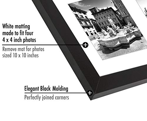 Americanflat 4x4 Picture Frame Collage with Shatter-Resistant Glass - Fits Four 4x4 Photos or Use as One 10x10 Picture Fra...