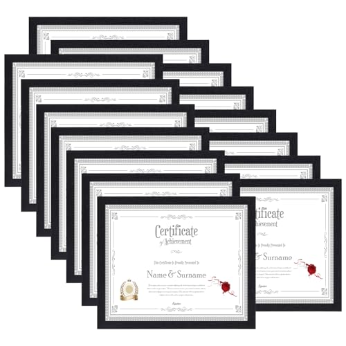 HORLIMER 8.5 x 11 Picture Frame Set of 15, Black Photo Frames 8.5 by 11 for Certificate Diploma Document, Wall Hanging or ...