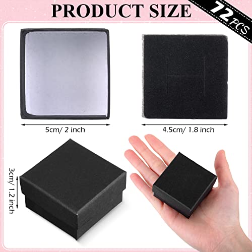 Yinkin 72 Pcs Jewelry Ring Gift Boxes Bulk 2 x 2 x 1.2 Inch Ring Necklace Earring Boxes for Weddings Christmas
