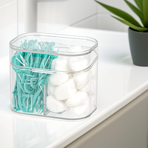 Clear Bathroom Organizer, 2-Size Essentials Set for Hail Accessories & Beauty Supplies,Cotton Swabs,Balls,Pads - Small Cle...