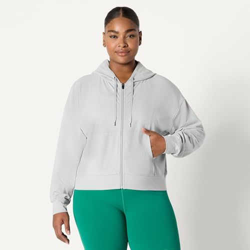Amazon Essentials Women's Athletic Soft Performance Lightweight Cropped Zip Up Workout Hoodie