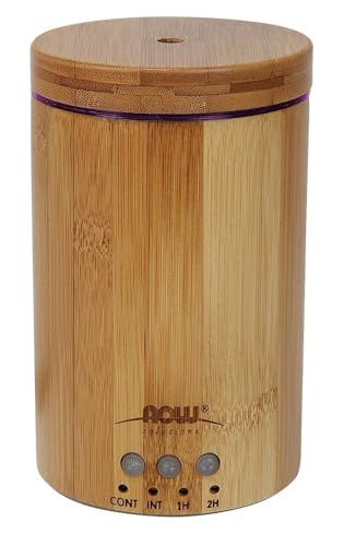 NOW Essential Oils, Ultrasonic Real Bamboo Aromatherapy Oil Diffuser, Extremely Quiet, Heat Free and Easy to Clean, Color ...