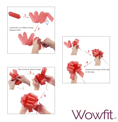 Wowfit 10-Pack Clear Cellophane Bags with Large Pull Bows, 18x30 Inch - Complete Gift Wrapping Kit for Baskets, Presents &...