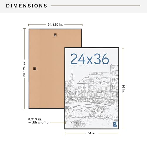 MCS Original Poster Frame 24x36 Black Lightweight Vertical & Horizontal Wall Hanging Large Picture Frame for Posters, Art ...