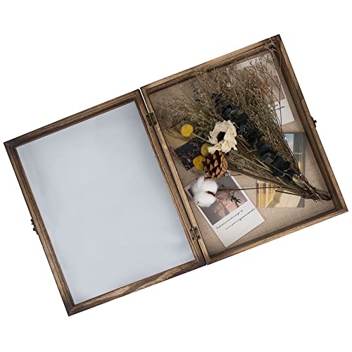 GraduatePro Shadow Box Frame 11x14 Display Case with Linen Back, Real Glass Window Door with Hinge, Picture Frame Wedding ...