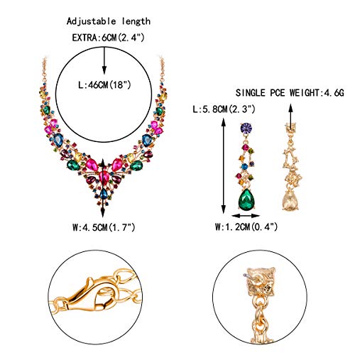 EVER FAITH Bridal Bride Jewelry Set Crystal Flower Leaf Vine Teardrop Wedding Necklace Earrings Sets