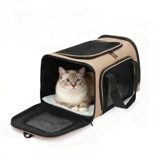 DALASITING Airline Approved Pet Carrier for Cats and Small Dogs Up to 15lbs, Cat Dog Carrier with Safety Leash, Adjustable...