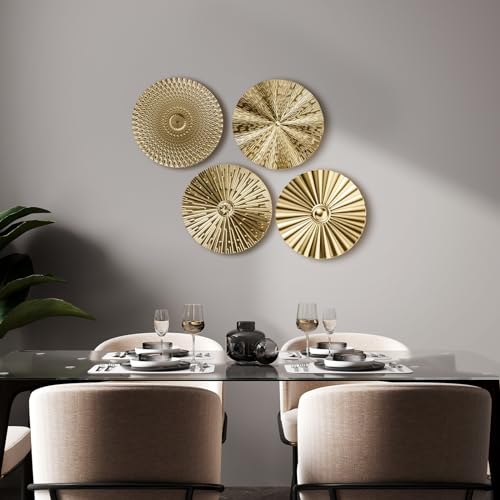 Hicarer 4 Pcs 12 Inch Metal Wall Art Decor Sunburst Hanging Metal Artwork Decor Wall Art Decorations for Home Living Room ...