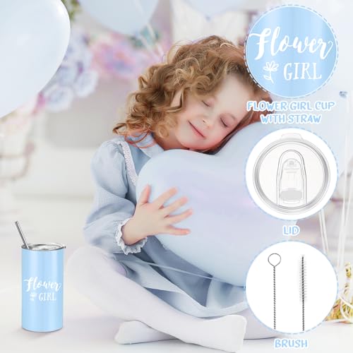 Sieral 9 Pcs Flower Girl Proposal Gifts Set Personalized Flower Girl Tumbler with Straw Bride Gift Box Canvas Bag Sunglass...