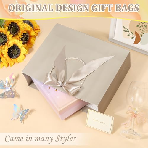 1PCS Large Gift Bag with Ribbon and 2 Tissue Paper 1 Greeting Card, Portable Paper Gift Bags with Handles, Paper Bags for ...