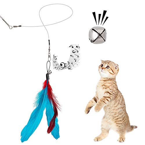 JIARON Cat Toys Feather Toy, 2PCS Retractable Wand and 10PCS Replacement Teaser with Bell Refills, Interactive Catcher and...