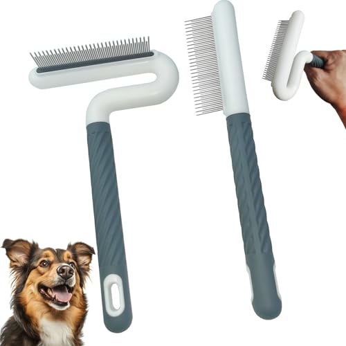 2 PCS Pet Comb with Long & Short Stainless Steel Teeth,Flea and Tick Comb for Dogs & Cats,Pet Grooming Brush for Short&Lon...