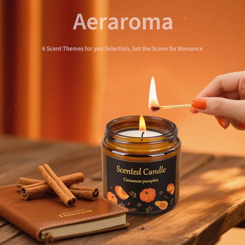 Aeraroma 6 Pack Candles for Home Scented, Aromatherapy Candles for Women Men, 21oz Natural Soy Wax Scented Candle Set, Amb...