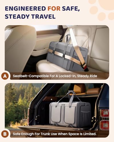 MIDOG 2 Cat Carrier with Litter Box, Expandable Dual Compartment Cat Carrier for 2 Cats, Large Soft Sided Double Pet Carri...