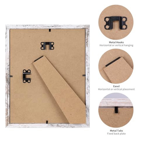 PETAFLOP Wooden Bulk 8x10 Picture Frame Set of 18, White Distressed Photo Frames Fits 8 by 10 for Wall or Tabletop Display