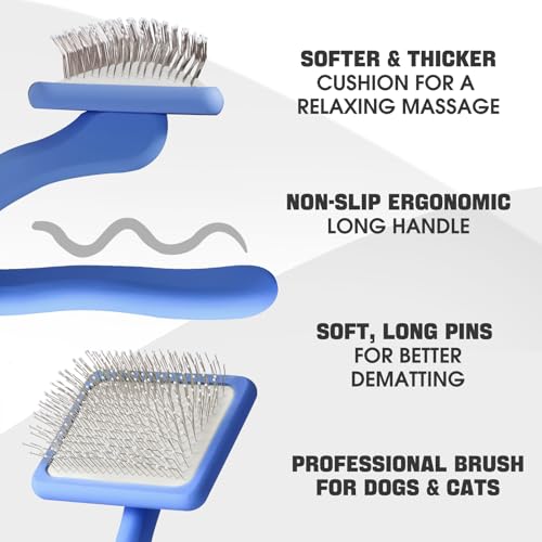 Bonteck Dog Slicker Brush for Dogs Grooming Kit 4PCS | Large Dog Brush for Goldendoodles Poodles Doodles | Long Pin Haired...