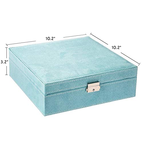 KLOUD City Two-Layer lint Jewelry Box Organizer Display Storage case with Lock (Blue)