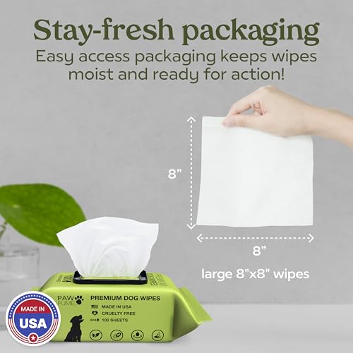 Pawfume Dog Wipes 100 Count, Pet Wipes – Hypoallergenic & Gentle Dog Wipes for Eyes, Face, Butt, and Paws – Cleaning & Deo...