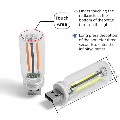 Retro Car Lamp, Touch Adjustment USB LED Car Lights,Plug in USB Automotive Night Lamps,Plug-in Ambient Light, Mini LED Bul...