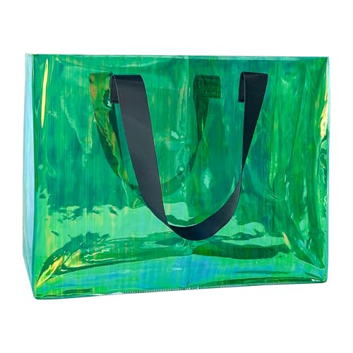 TotePrint Holographic PVC Beach Bag Waterproof - 18×13×6inch Large Clear Tote for Women Men Pool Travel Sandproof Carry All