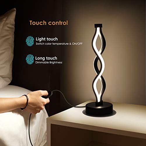 NUÜR Bedside Lamps Set of 2, Black Lamps for Living Room, Dimmable LED Nightstand Lamp, Small Nightstand Lamp for Bedroom,...